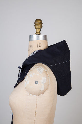 Capulard marine floral / effet denim brut