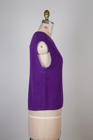 Débardeur en tricot mauve chiné (6)