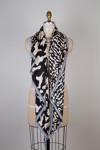 Black/cream pure silk shawl