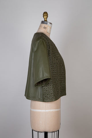 Khaki braided leather jacket (12)