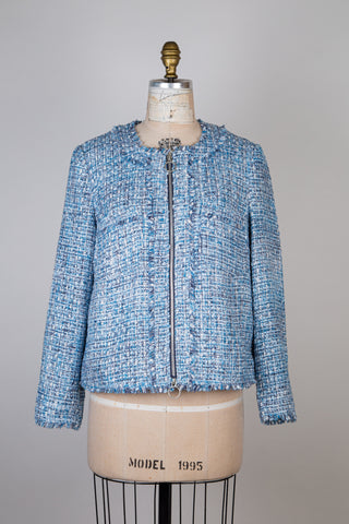 Veste effet tweed bleu et crème (14)