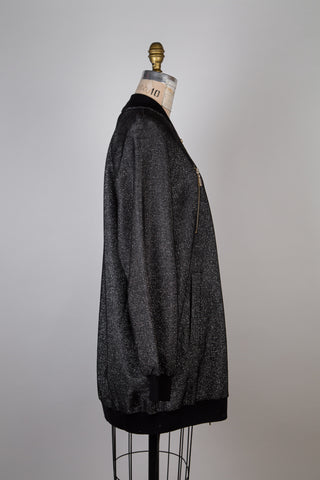 Black and silver long bomber jacket (M and L)