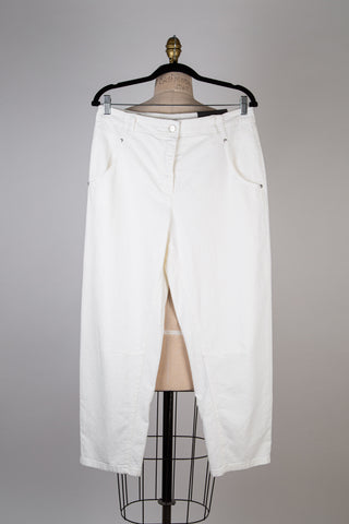 Pantalon boyfriend en denim blanc crème (4-10-12)