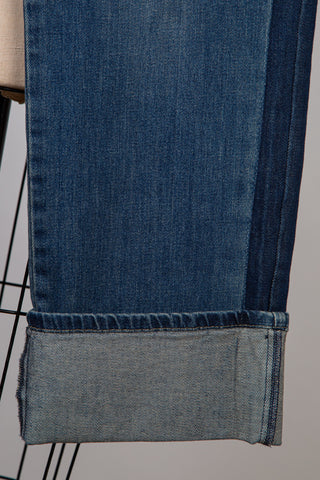 Worn blue denim pants with braid effect (6 to 12+16)