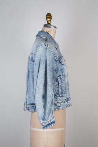 Veste en denim bleu à manches bombées (8-10-14)