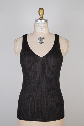 Metallic Black Stretch Knit Tank Top (4-12)