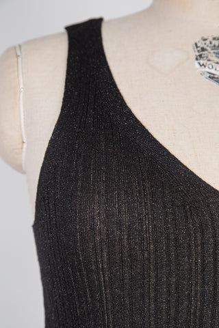 Metallic Black Stretch Knit Tank Top (4-12)