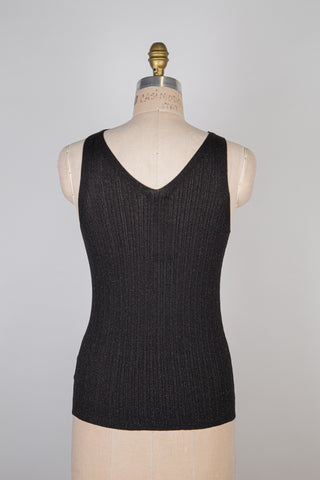 Metallic Black Stretch Knit Tank Top (4-12)