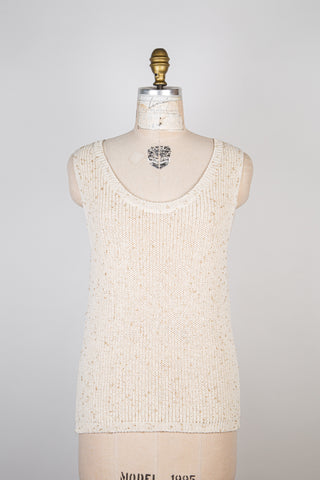 Ivory Gold Knit Tank Top (4-12)