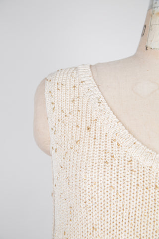 Ivory Gold Knit Tank Top (4-12)