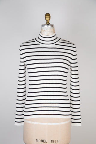 Cream and Black Striped Fitted Knit Sweater (4-8)