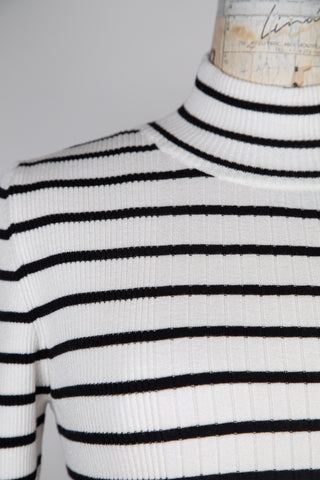 Cream and Black Striped Fitted Knit Sweater (4-8)