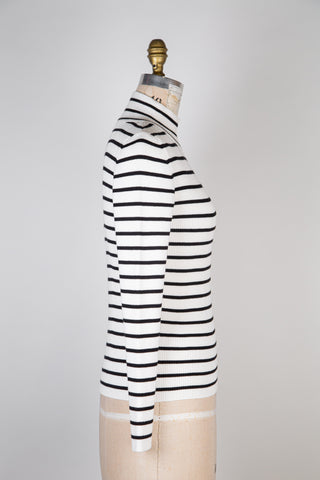 Cream and Black Striped Fitted Knit Sweater (4-8)