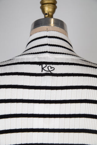 Cream and Black Striped Fitted Knit Sweater (4-8)