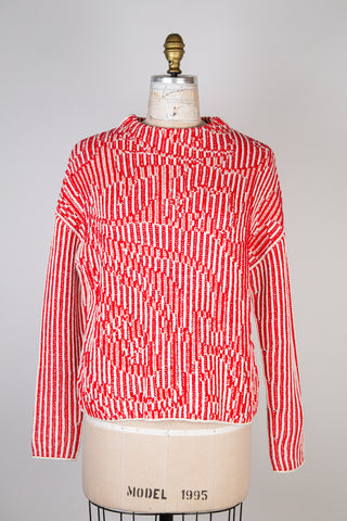 Red and white braided knit sweater (8 and 12)