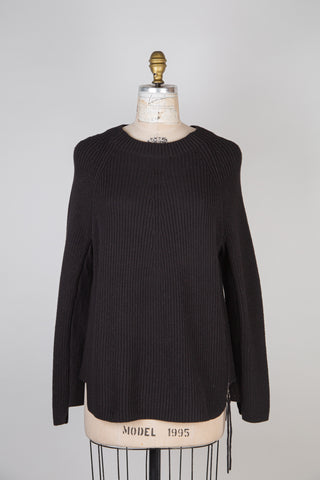 Black cotton knit modular sweater (16)