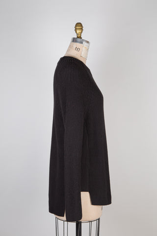 Black cotton knit modular sweater (16)