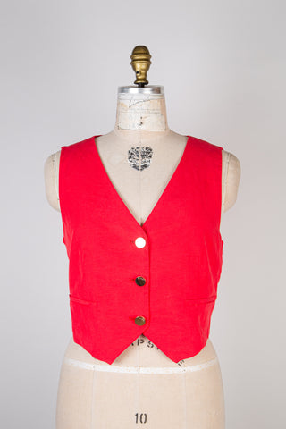 Gilet tailleur rouge vif (8 à 12 )