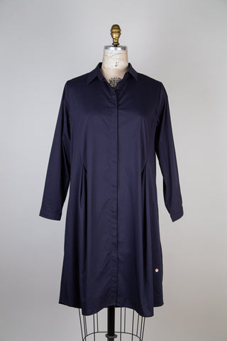 Navy flared shirt dress with pleats (6 and 12)