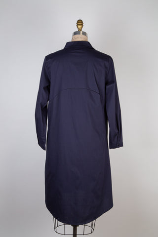 Navy flared shirt dress with pleats (6 and 12)