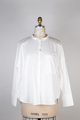 Oversized blouse in white cotton poplin (12 to 16)