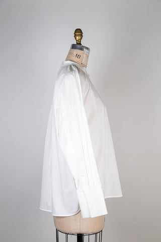 Oversized blouse in white cotton poplin (12 to 16)