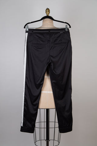 Pantalon jogger noir à galon blanc filet (S)