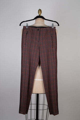 Navy/garnet houndstooth pants with braid (4)