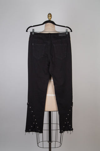 Pantalon à ourlets studs en denim noir (6)