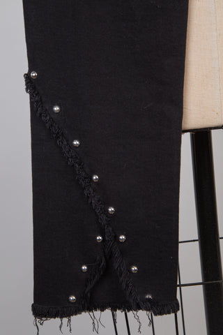 Pantalon à ourlets studs en denim noir (6)