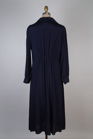 Navy silky shirt dress (10 and 14)