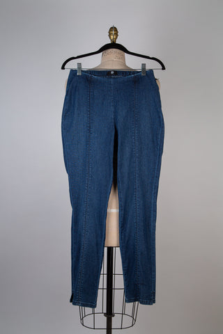 Blue stretch denim cigarette pants (10 and 16)