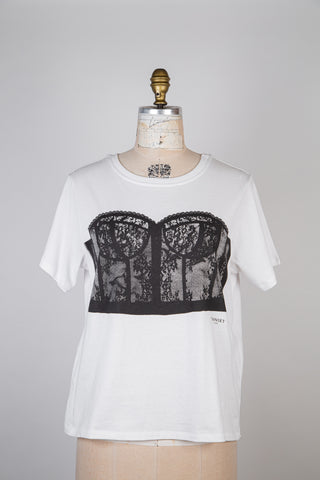 White printed bustier t-shirt (L)