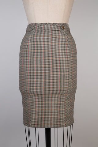 Jupe droite prince de galles accent rouge (4)