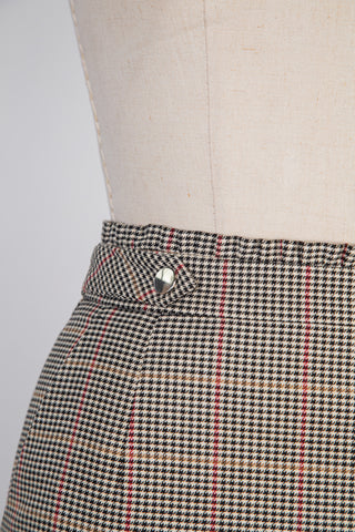 Jupe droite prince de galles accent rouge (4)