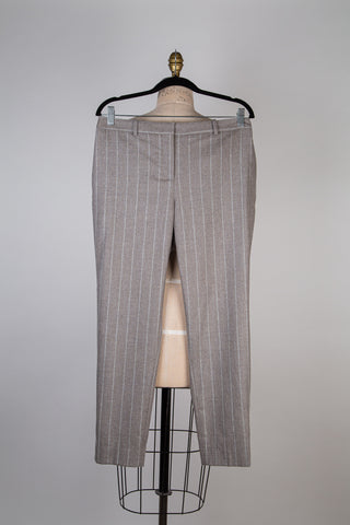 Pantalon en flanelle grège à rayures grises (S)