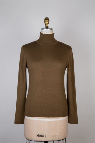 Olive Silky Knit Turtleneck Sweater (6)