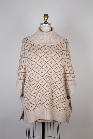 Cozy biscuit jacquard poncho (6)