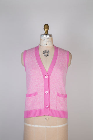 Candy pink pure cashmere tank cardigan (6)