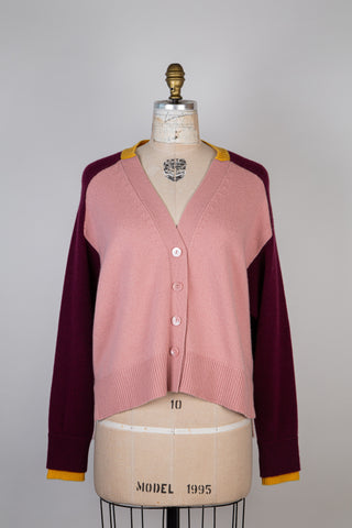 Pure cashmere cardigan with saffron cherry blossom (6+)