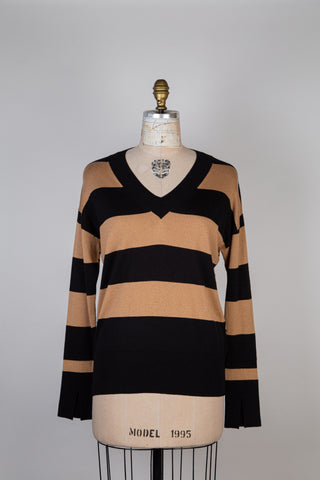 Black/tan silky striped 2-stroke sweater (6)