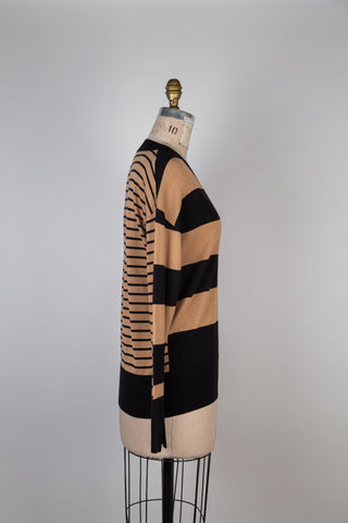 Black/tan silky striped 2-stroke sweater (6)