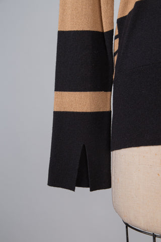 Black/tan silky striped 2-stroke sweater (6)