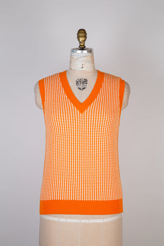 Orange jacquard cashmere/cotton tank top (6)