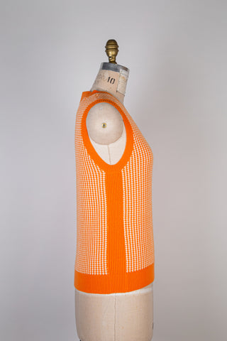 Orange jacquard cashmere/cotton tank top (6)