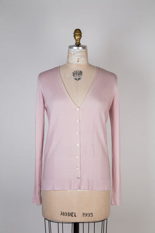 Powder pink cardigan in pure merino wool (S)