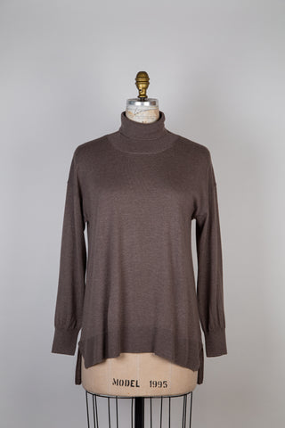 FW220272006 - Cocoa Silky Knit Turtleneck Sweater (6+)