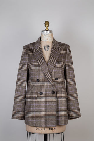 Taupe and lavender grey tartan blazer (6)