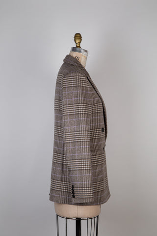 Blazer tartan gris taupe et lavande (6)