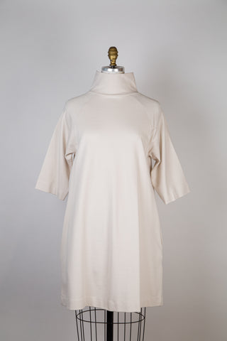 Ivory jersey flared dress (S+)